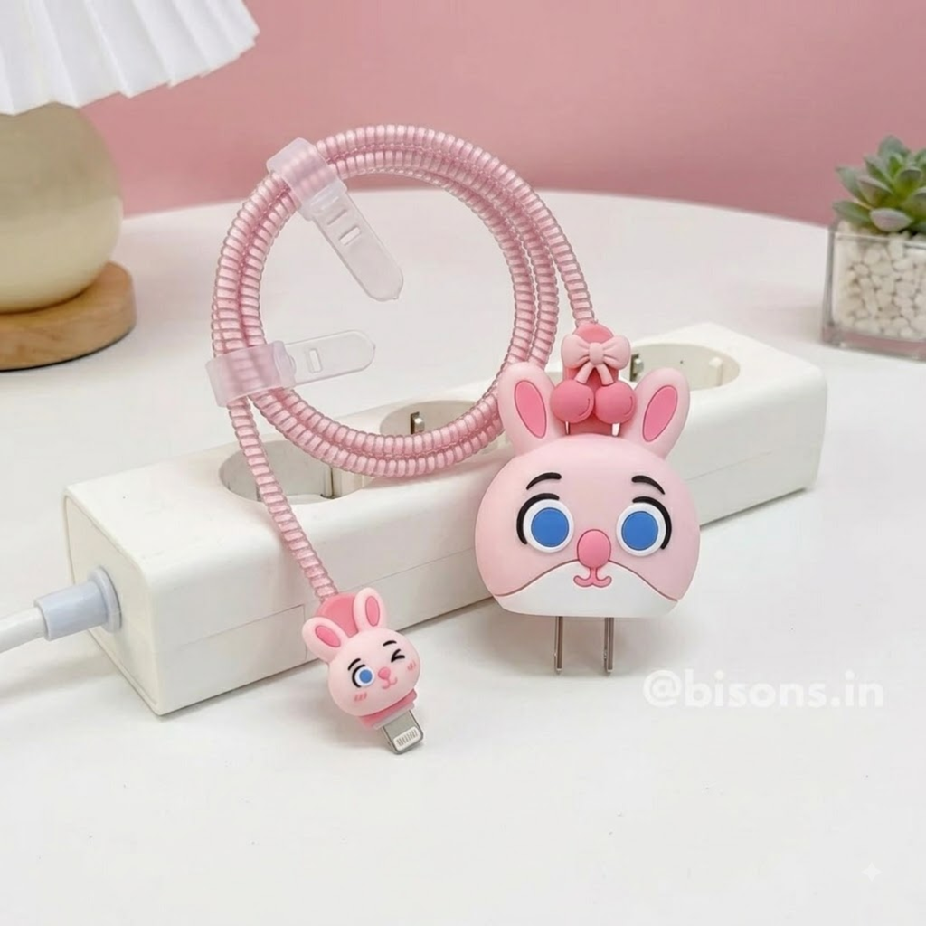 Cherry Bunny Edition – iPhone Charger Cover (With Wire Protector)