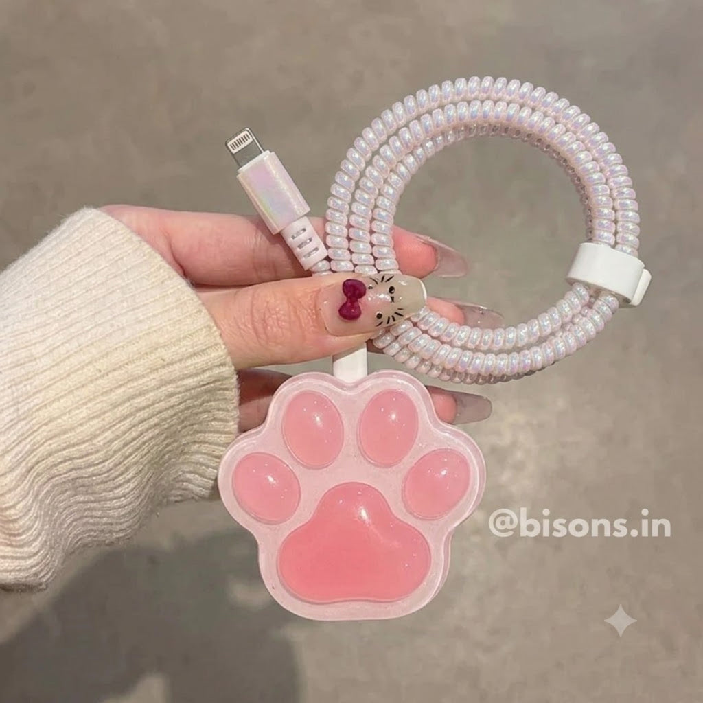 3D Kitty Paw Edition – iPhone Charger Cover (With Wire Protector)