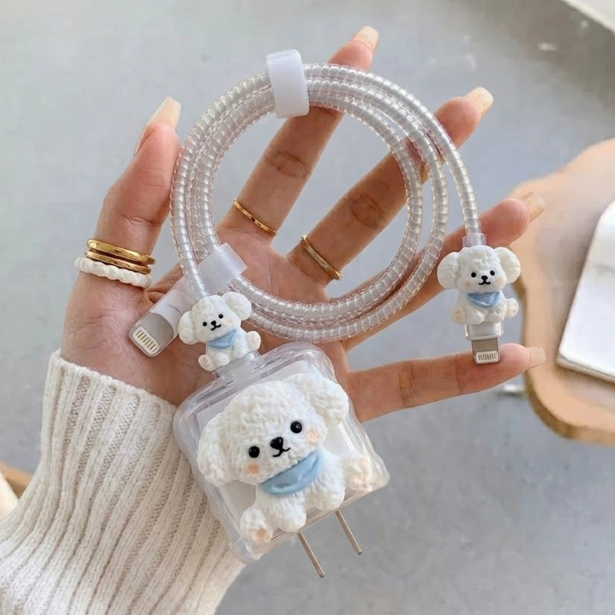 3D Fluffy Puppy Edition – iPhone Charger Cover (With Wire Protector)