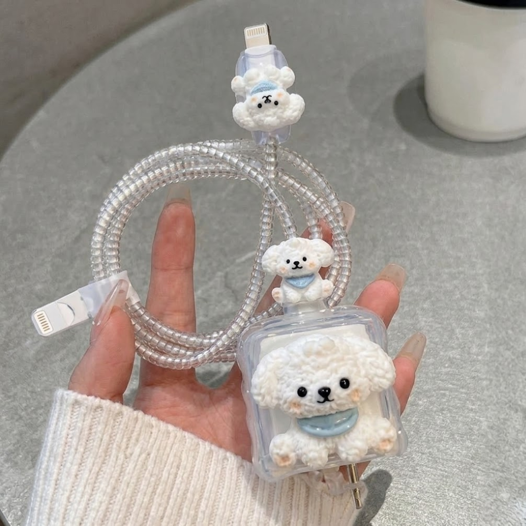 3D Fluffy Puppy Edition – iPhone Charger Cover (With Wire Protector)