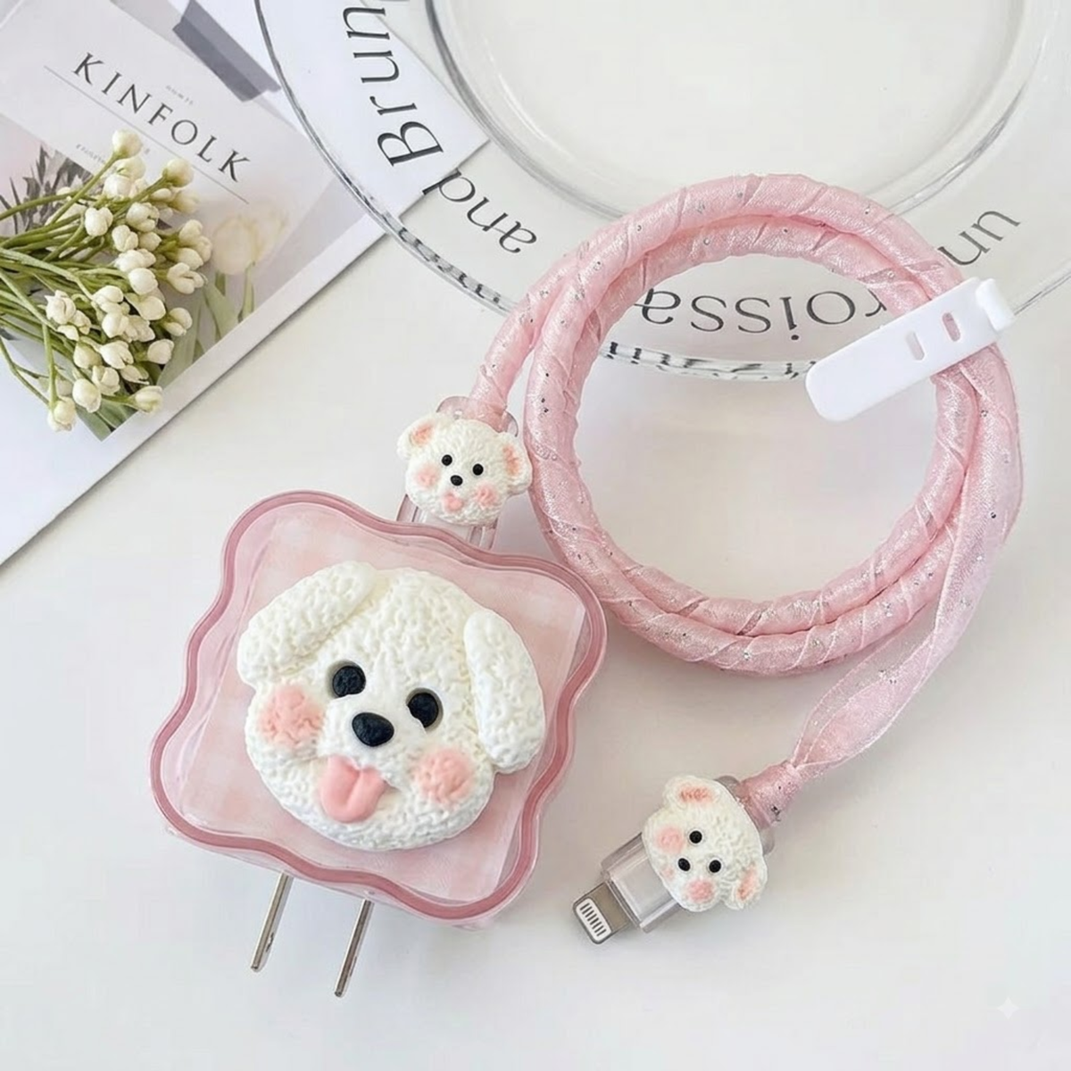 3D Fluffy Bear Edition – iPhone Charger Cover (With Wire Protector)