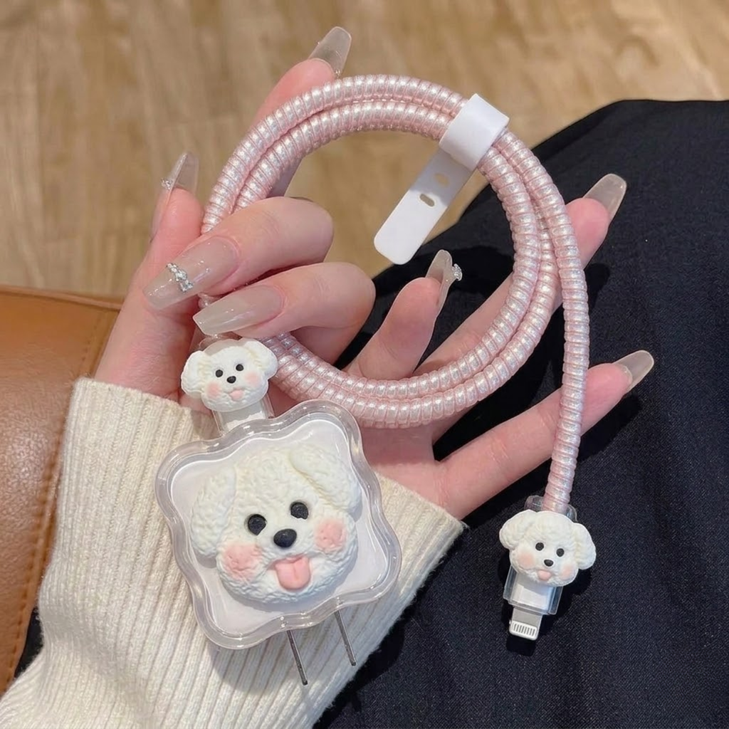 3D Fluffy Bear Edition – iPhone Charger Cover (With Wire Protector)