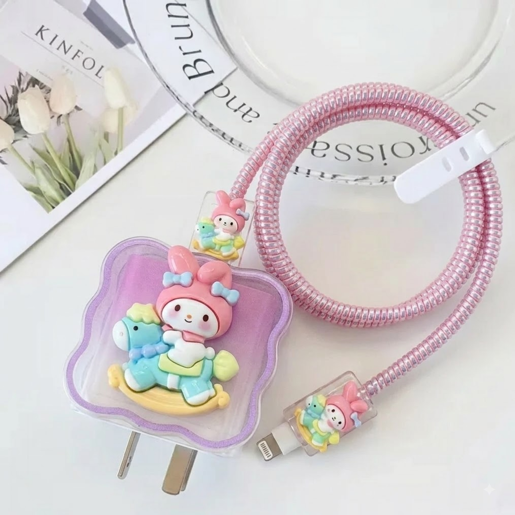 3D Pastel Unicorn Edition – iPhone Charger Cover (With Wire Protector)