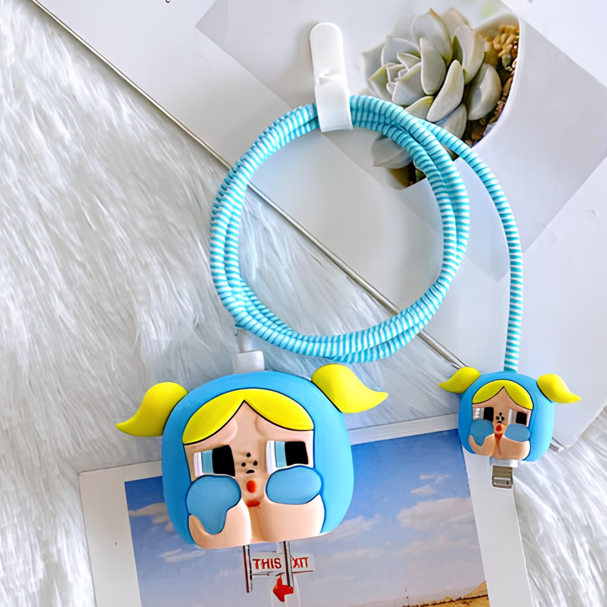 Blue Bunny Edition – iPhone Charger Cover (With Wire Protector)