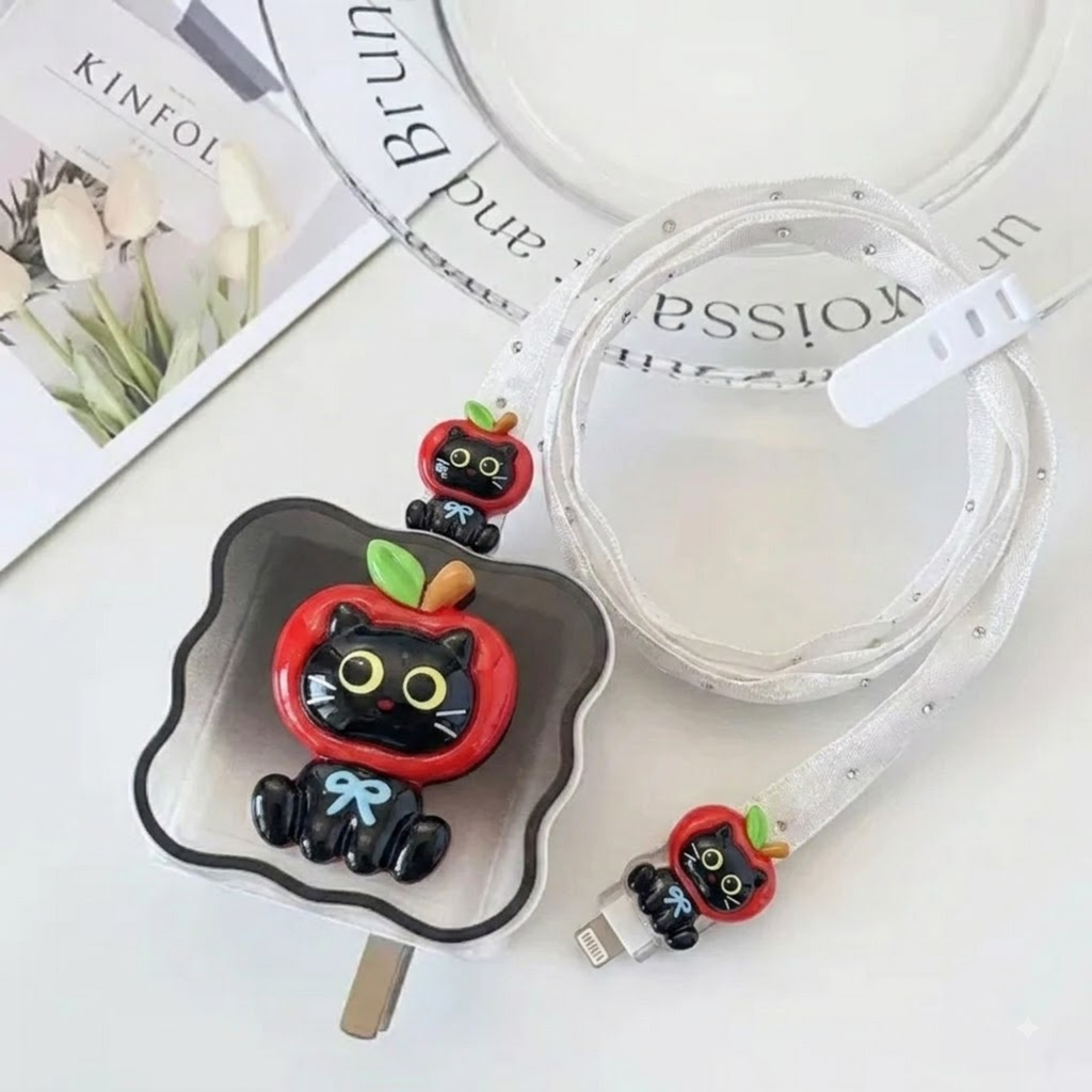 3D Apple Kitty Edition – iPhone Charger Cover (With Wire Protector)