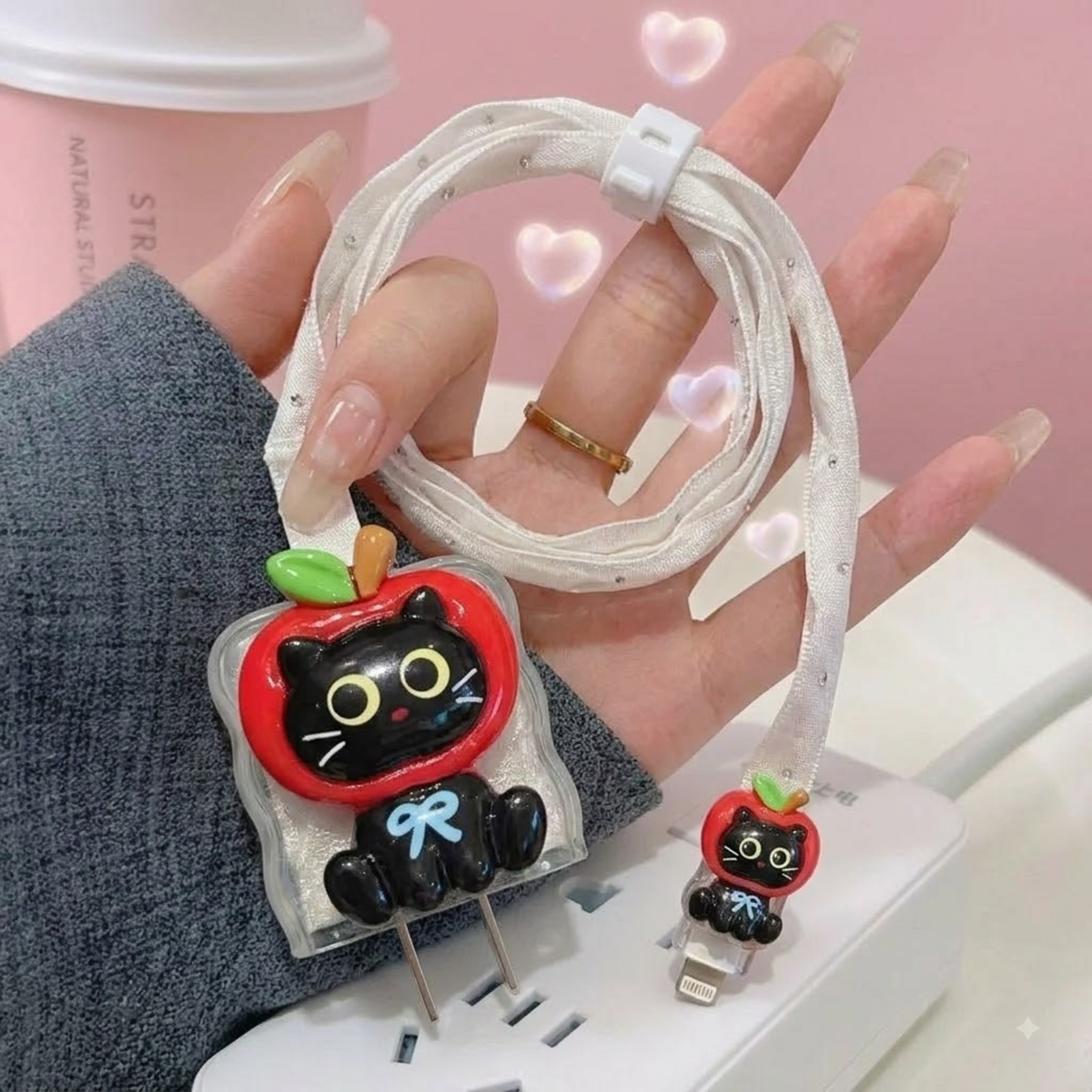 3D Apple Kitty Edition – iPhone Charger Cover (With Wire Protector)
