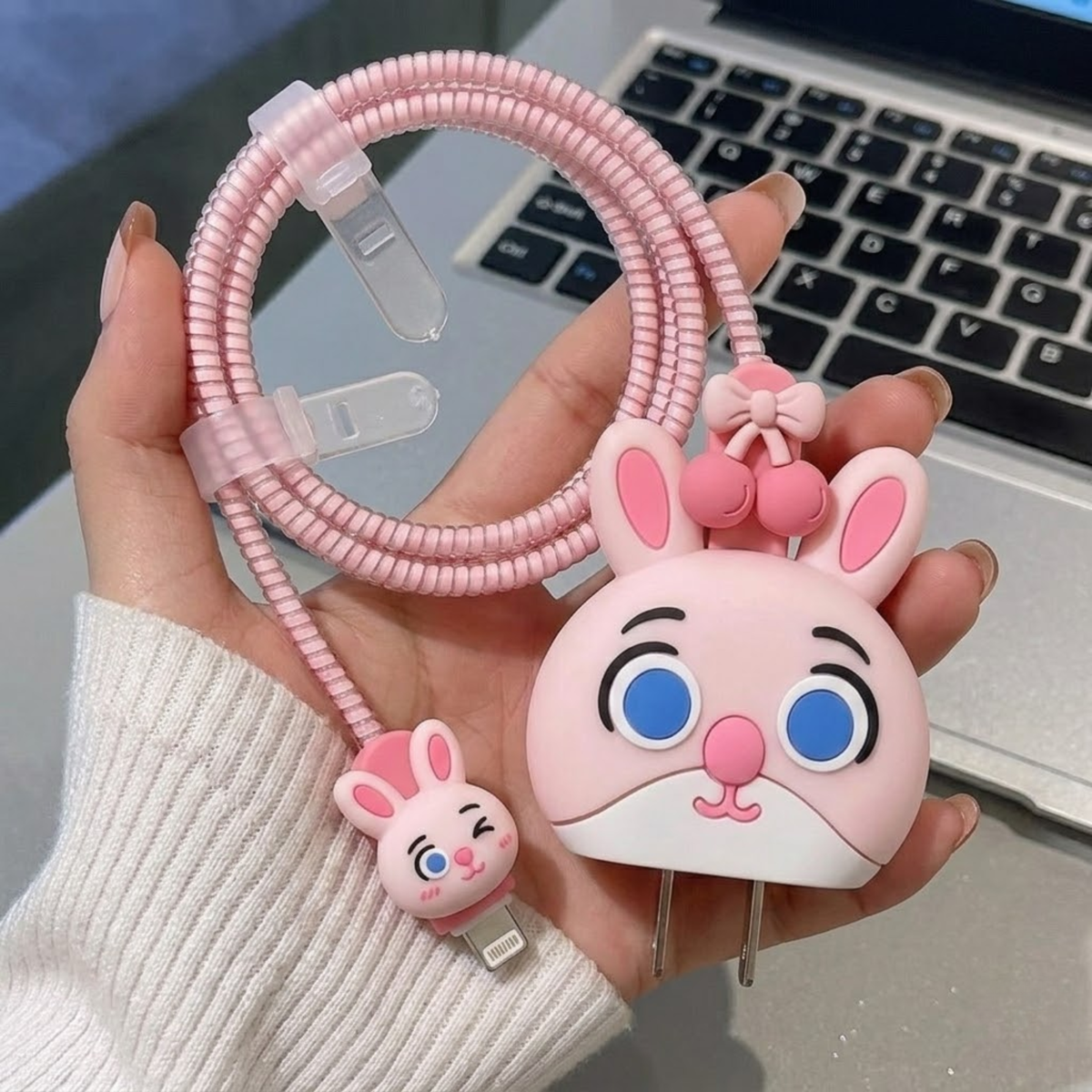Cherry Bunny Edition – iPhone Charger Cover (With Wire Protector)