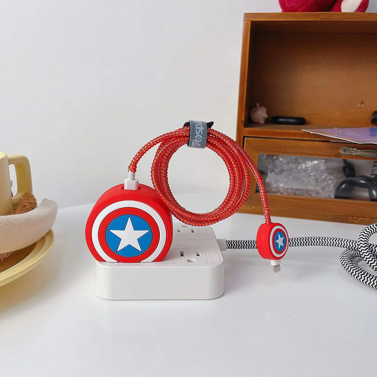 Cap’s Vibranium Volt – iPhone Charger Cover (With Wire Protector)
