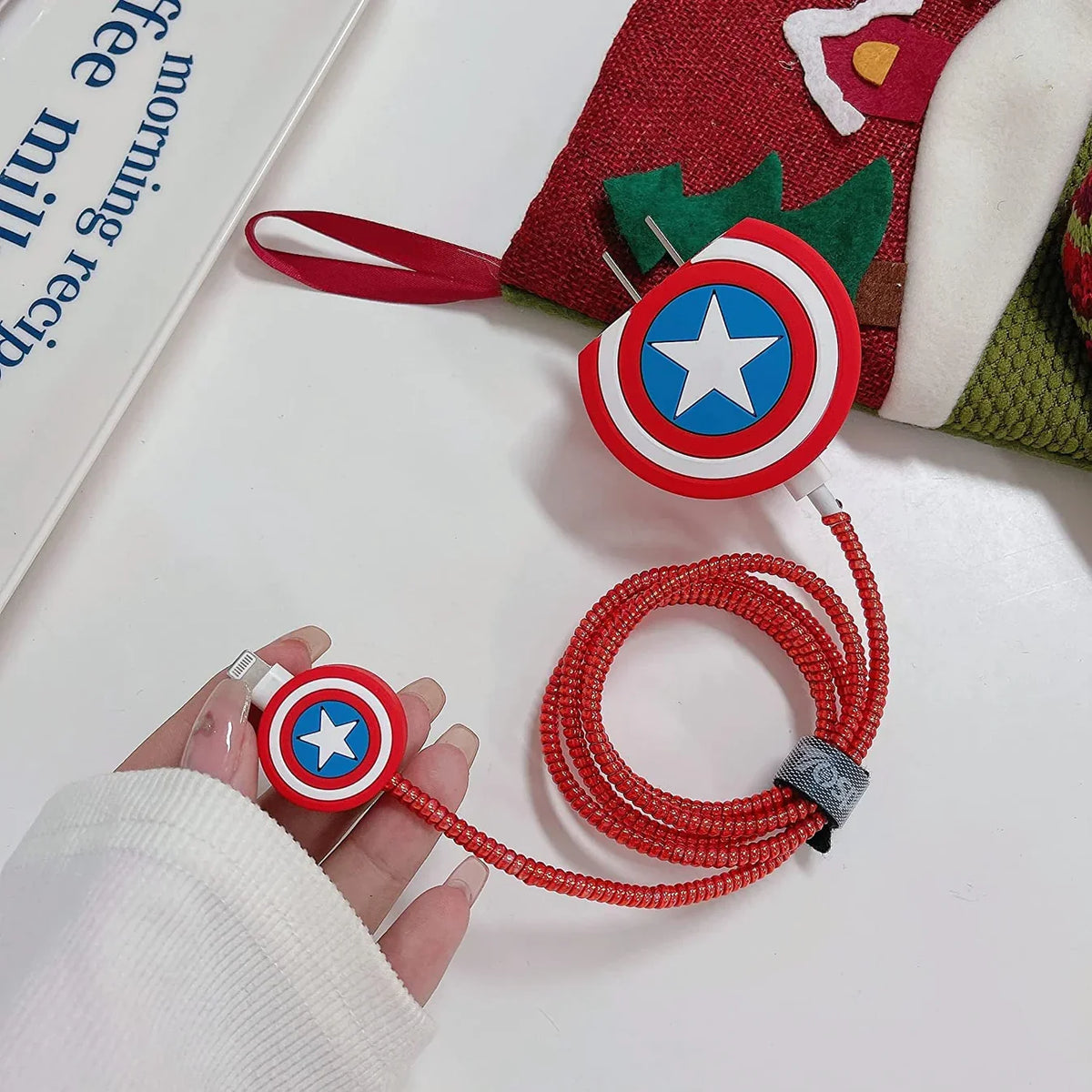 Cap’s Vibranium Volt – iPhone Charger Cover (With Wire Protector)