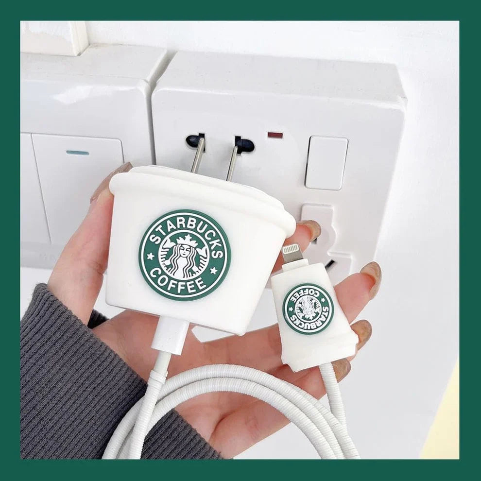 Starbucks White Edition – iPhone Charger Cover (With Wire Protector)