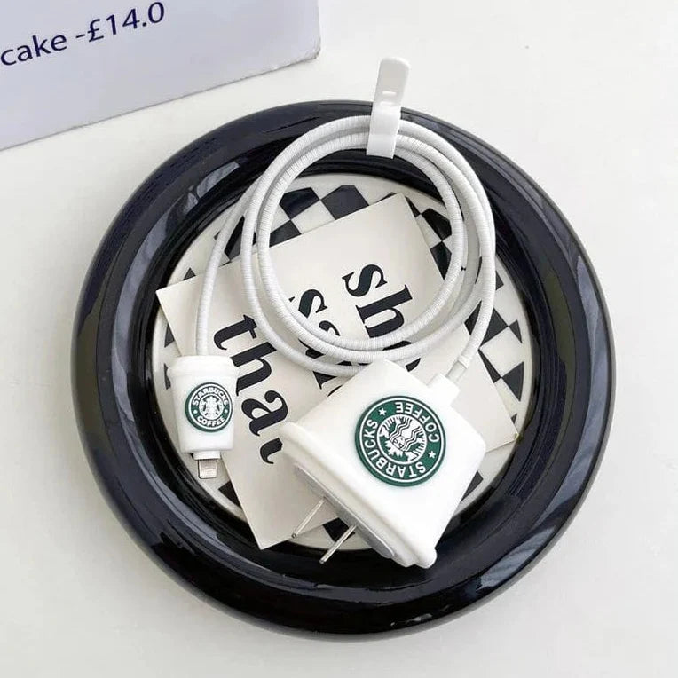 Starbucks White Edition – iPhone Charger Cover (With Wire Protector)