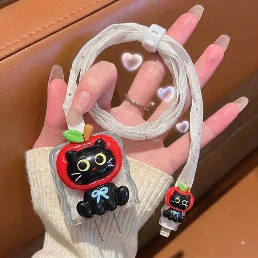3D Apple Kitty Edition – iPhone Charger Cover (With Wire Protector)