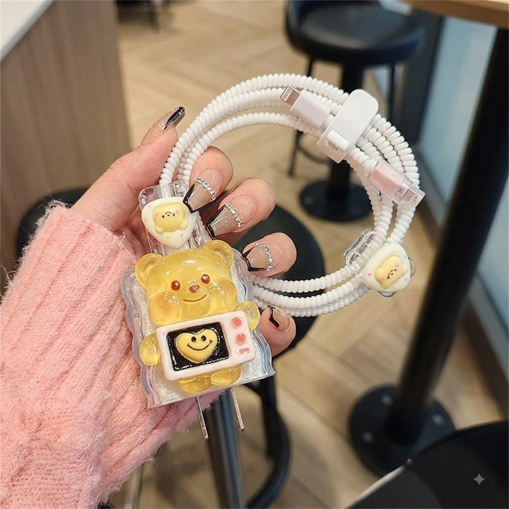 3D Honey Bear Edition – iPhone Charger Cover (With Wire Protector)